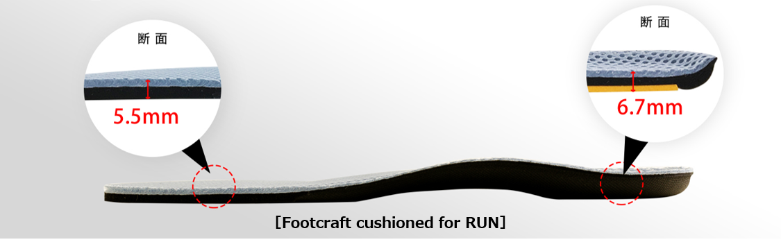 Footcraft cushioned for RUN 軽さと薄さの両立2